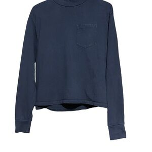 Brandy Melville Navy Mock Neck Cropped/Boxy Sweat Shirt - Long Sleeves Size 10